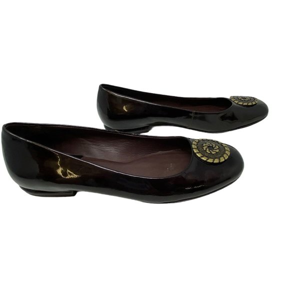 Jack Rogers Medallion Patent‎ Leather Brown Flats 8 - Picture 5 of 5